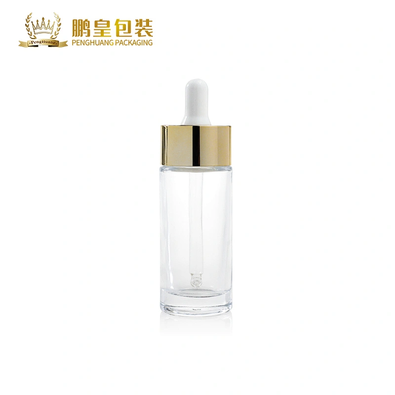 30ml Round Glass Clear Frosted Facial Cosmetic Serum Luxury Dropper Bottle Face Eye Oil Glass Bottle With Dropper Cap