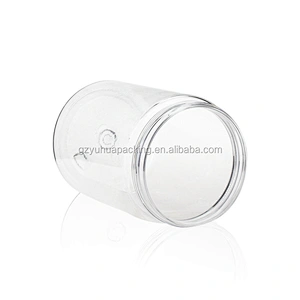300ml PET transparent packaging cosmetic and food jar with white and black screw cap