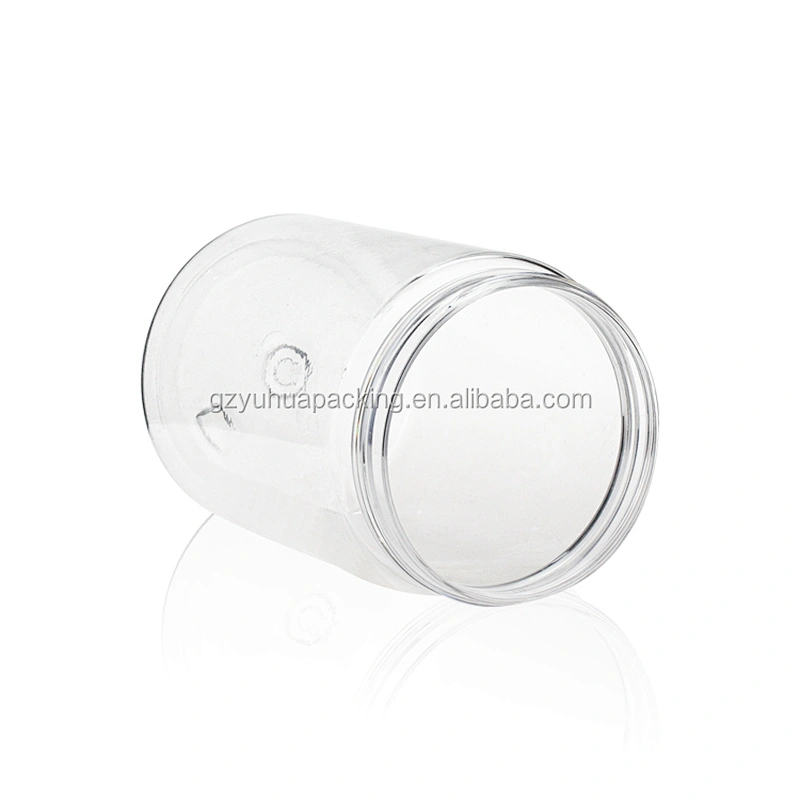 300ml PET transparent packaging cosmetic and food jar with white and black screw cap