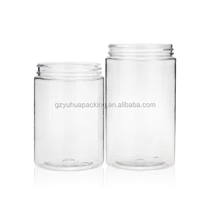 High-quality transparent 360ml Empty Plastic cosmetic and food jar with black lid