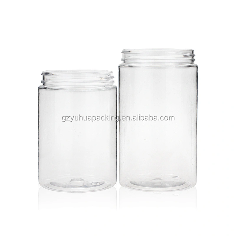 High-quality transparent 360ml Empty Plastic cosmetic and food jar with black lid