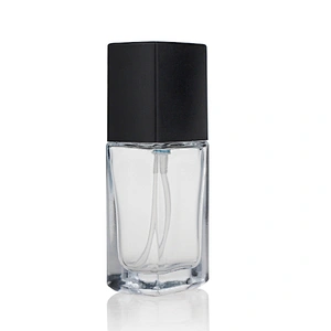 30ml square empty cosmetic Factory supply liquid foundation glass bottle/container make up packaging with squeeze pump