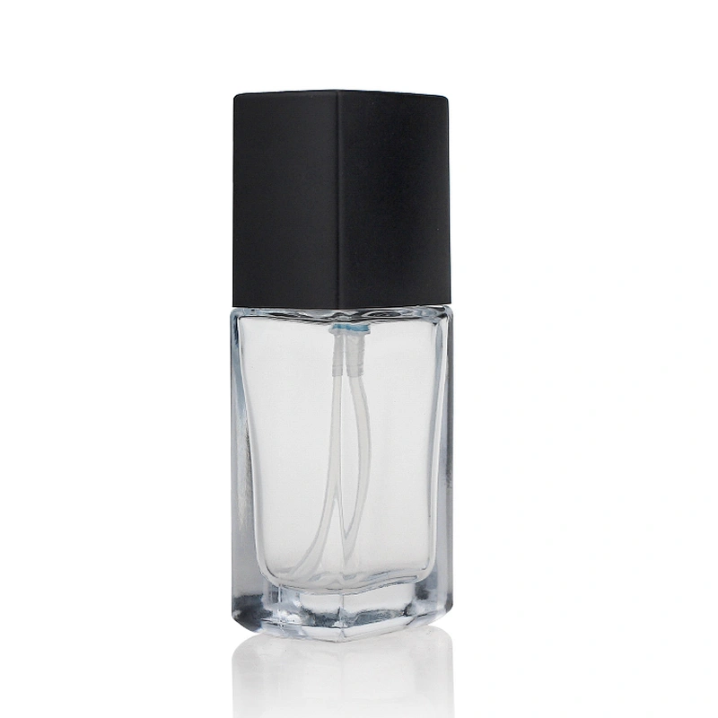 30ml square empty cosmetic Factory supply liquid foundation glass bottle/container make up packaging with squeeze pump