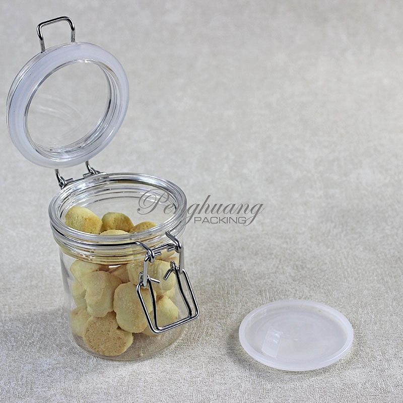 Spot airtight PET 250g  unbreakable smooth body pyramid clip top jar for body Scrub skin care cream/ canned food