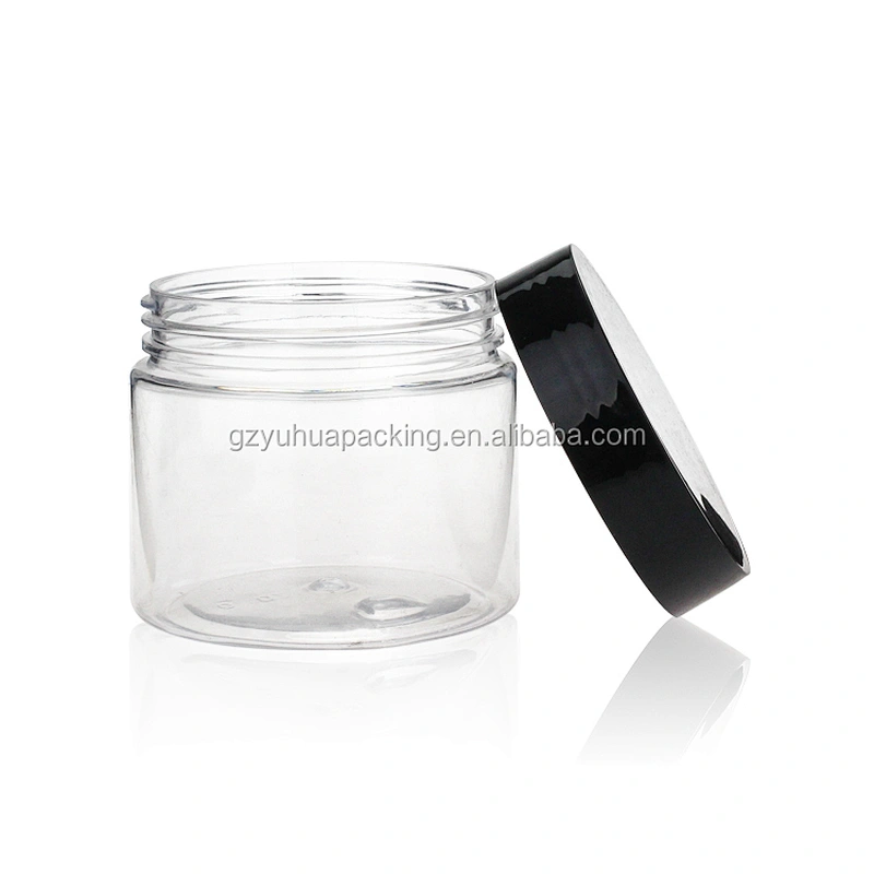 180ml PET transparent clear plastic jar with lids food jar with black lid packaging cosmetic plastic jar Skin Care Cream