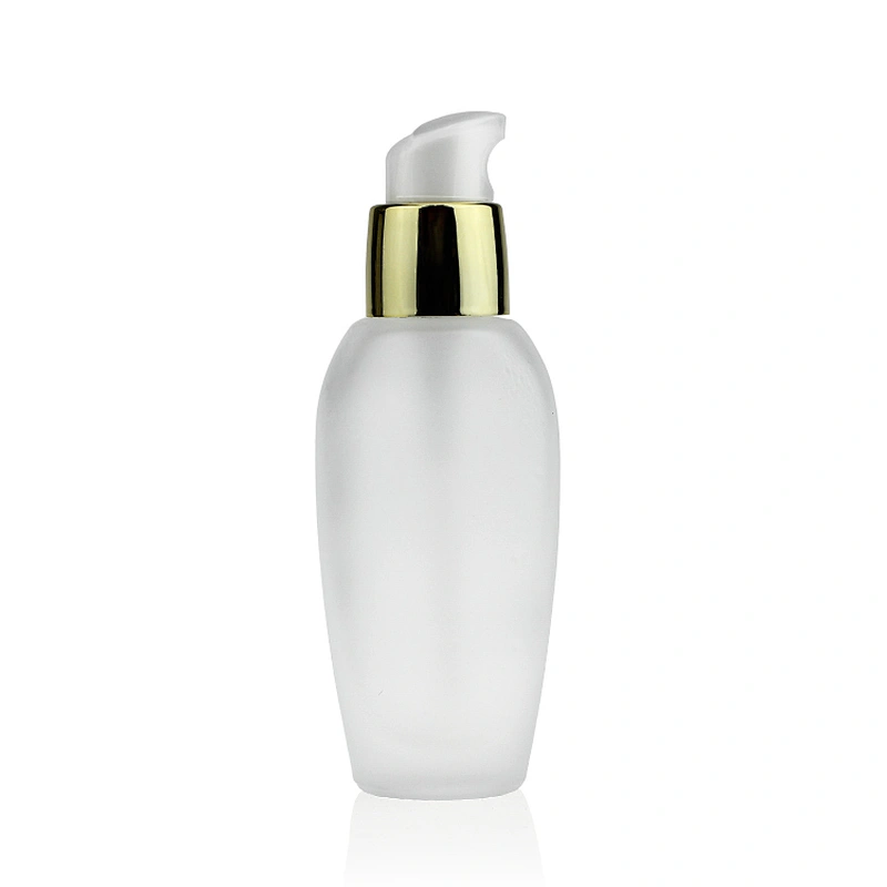 empty cosmetic Factory supply frosted for foundation glass bottle make up packaging with squeeze pump