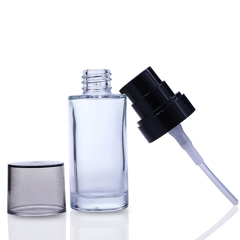 Luxury Cosmetics Packaging Round Custom Unique Shape Glass Cosmetics Empty Liquid Foundation Bottle 30ml