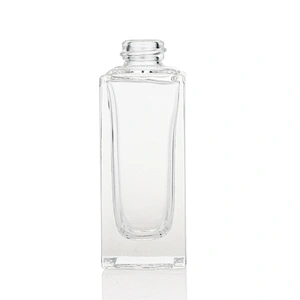 empty square glass 30ml Clear lotion glass bottle liquid foundation glass bottle pump package