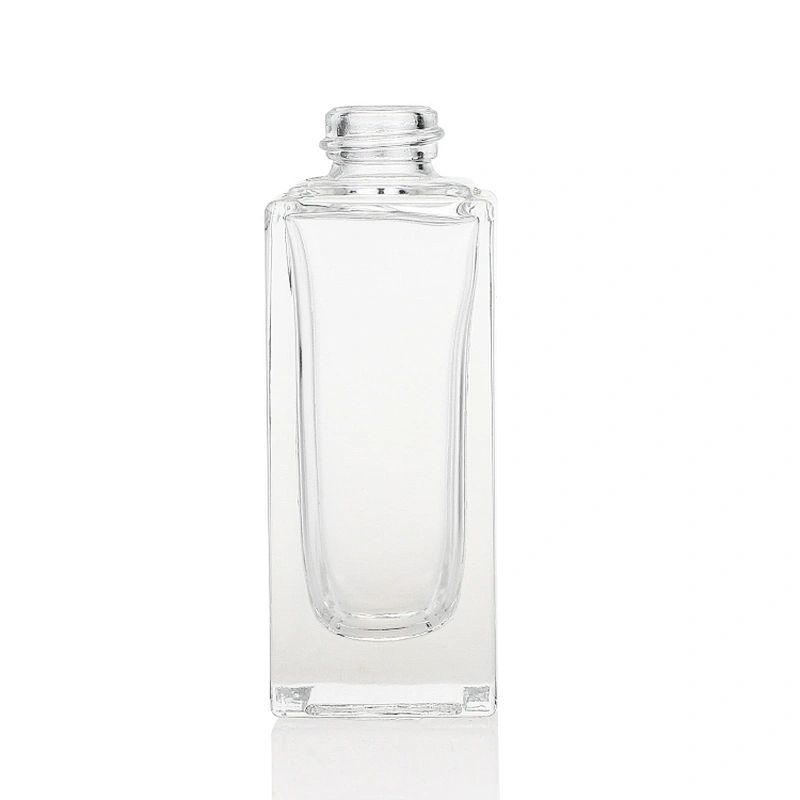 empty square glass 30ml Clear lotion glass bottle liquid foundation glass bottle pump package
