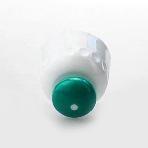 Professional design ribbed white with green head PP plastic cap for soap dispenser pump top replacement pump