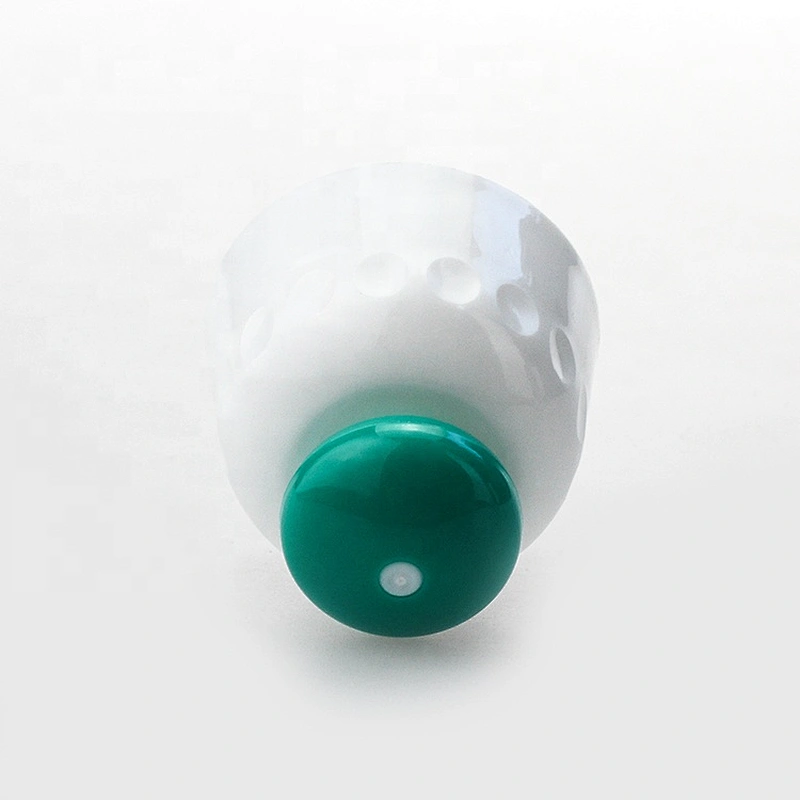 Professional design ribbed white with green head PP plastic cap for soap dispenser pump top replacement pump
