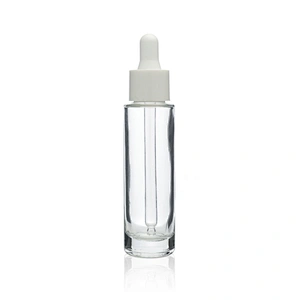 Round Glass Bottles Skin Care Serum Oil Glass Dropper Bottle 30ml Clear Custom Serum Face Oil Bottles Container Manufacturers