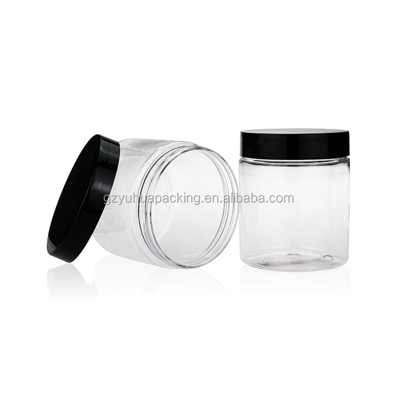 240ml Wholesale cosmetic and food packaging pet plastic jar  cream jar with white or black lid