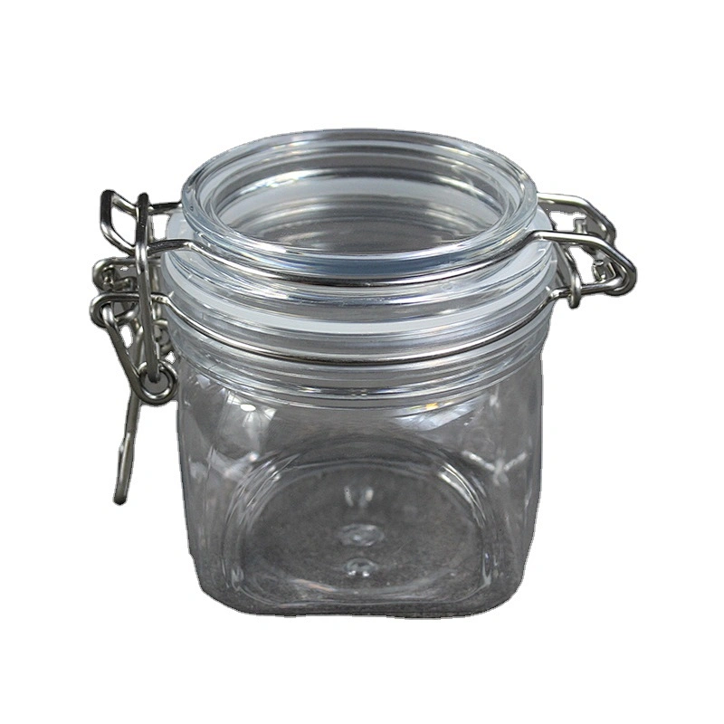 Hot Style Glasslike Wire Bail Jar 220ml Plastic  Food Grade PET Plastic Cookie Jars Wholesale from China