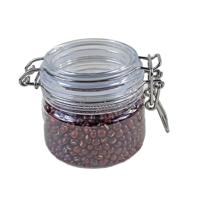 Hot Style Glasslike Wire Bail Jar 300ml Plastic  Food Grade PET Plastic Cookie Jars Wholesale