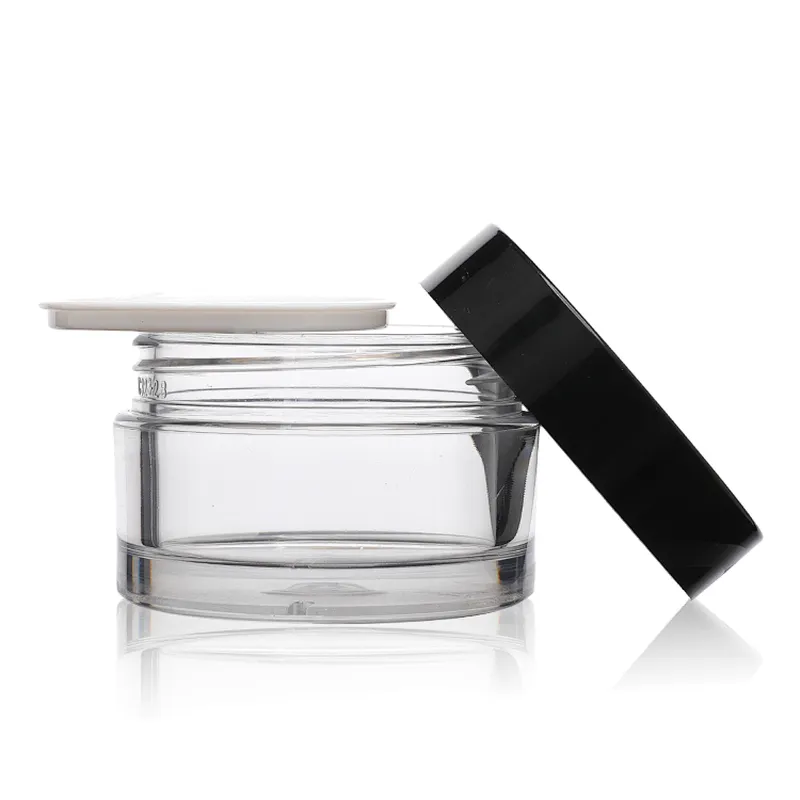 wide mouth clear empty packaging cosmetic plastic jars with lids 30g 50g PET skin care cream jar customized logo white black lid