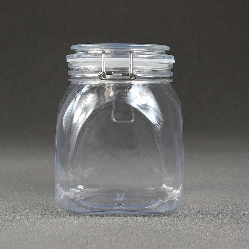 Spot airtight PET 1000ml 33-34oz unbreakable smooth body pyramid clip top jar for body Scrub skin care cream/ canned food