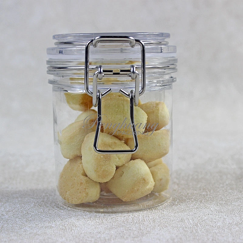 Spot airtight PET 250g  unbreakable smooth body pyramid clip top jar for body Scrub skin care cream/ canned food
