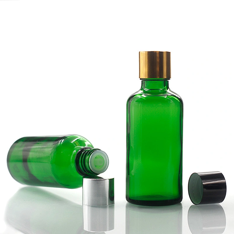 Manufacturers hot sale green color  50ml bottles for essential oils with Glass Dropper