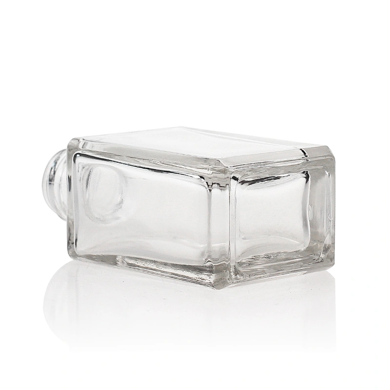 30ml Transparent Square Shape  Luxury make up clear Glass  Foundation Bottles with alumite cap