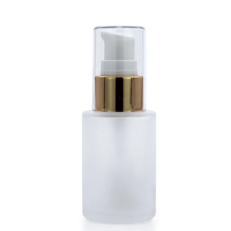 frosted Foundation Glass Bottle 30ml Cosmetic Makeup packaging Foundation Bottle with Plastic Cap Pump