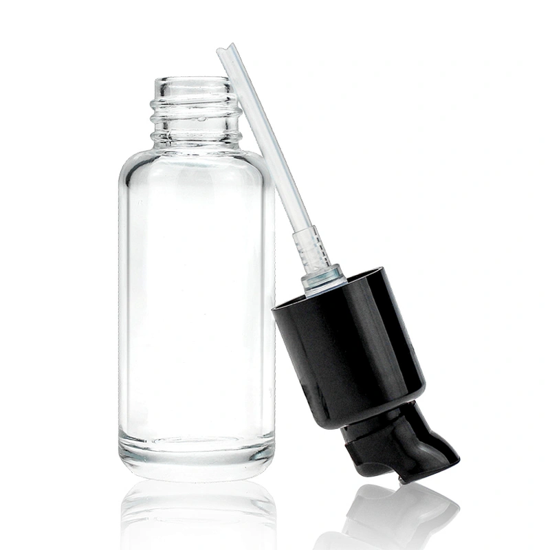 Cosmetic Packaging Skin Care 30ml Container Round Foundation Lotion Glass Bottle With Pump for Beauty