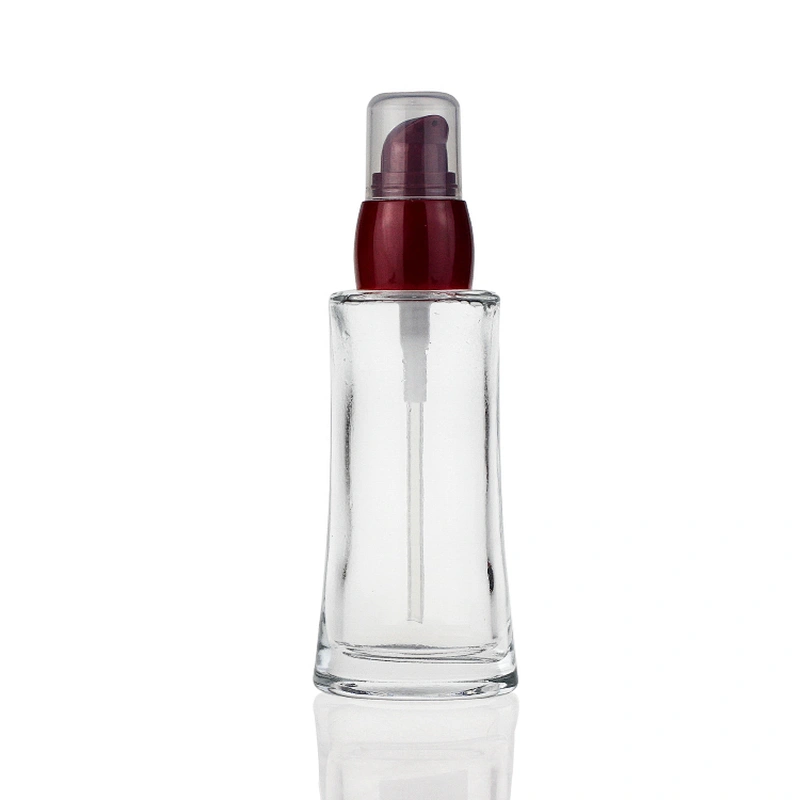 cosmetic packaging 40ml 1oz mpty Popular  Makeup Foundation Bottle With Red Pump
