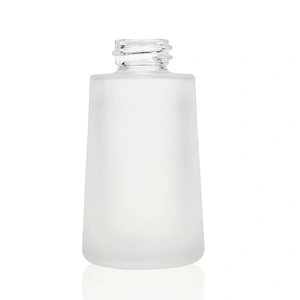 30ml Clear Frosted Liquid Foundation Package Glass Pump Bottle with Black Plastic Cap