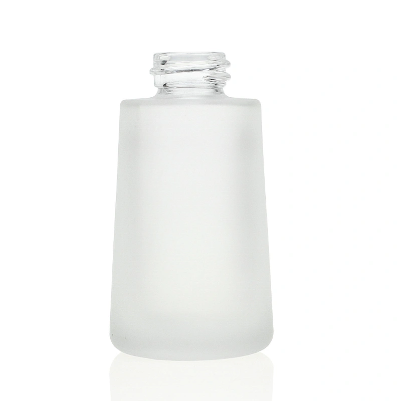30ml Clear Frosted Liquid Foundation Package Glass Pump Bottle with Black Plastic Cap