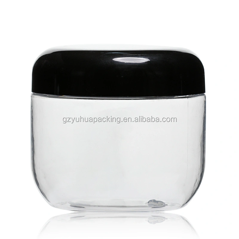 240ml 8oz wholesale clear plastic cosmetic jars packaging PET cream jar black lid plastic jars with colored lids