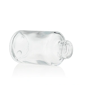 Luxury Cosmetics Packaging Straight Round Clear Frosted 30ml Glass Foundation Bottle with Pink Pump Empty For Cosmetic Packaging