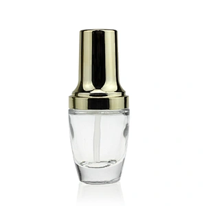 Luxury Cosmetics Packaging Straight Round 30ml Glass Foundation Bottle with Beauty Pump