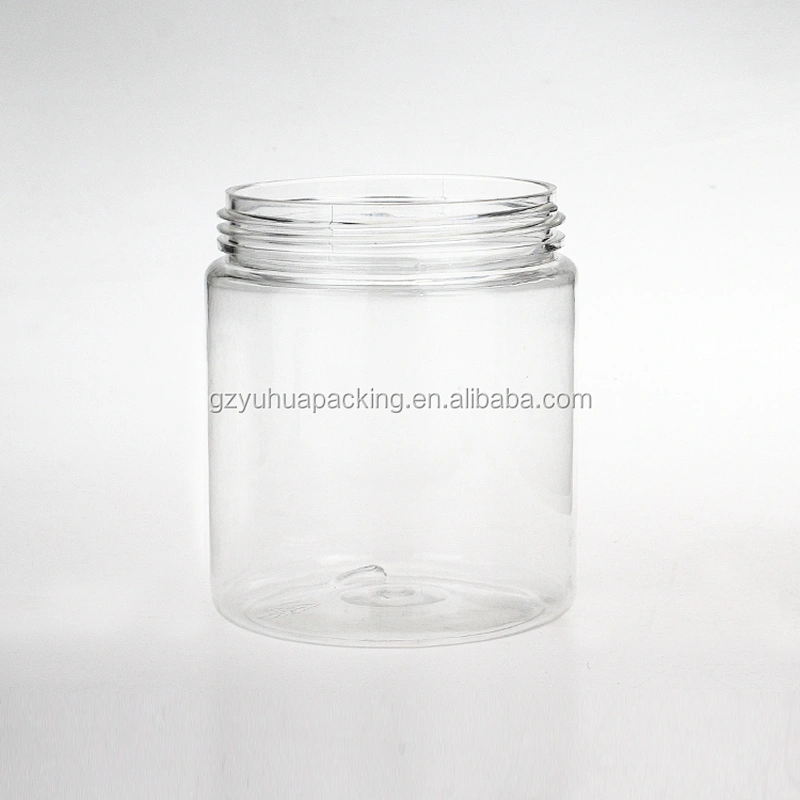 250ml Transparent PET plastic bottle for cosmetic and food candy with black lids
