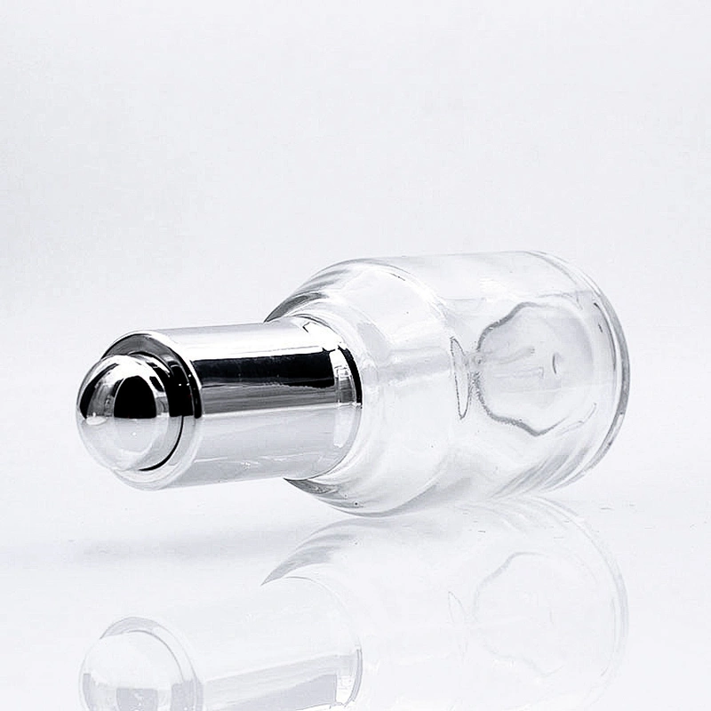 Eco Friendly Customized 50ml  Clear Glass Cosmetic Packaging Face Serum Lotion Dropper Bottle