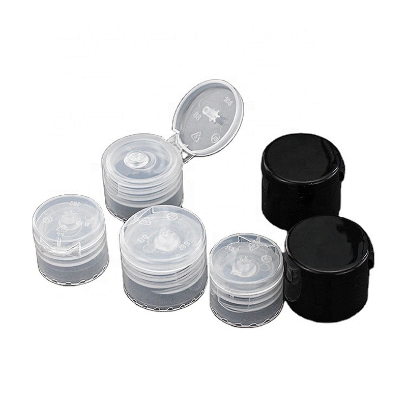 China 24/410 plastic flip top cap transparent screw plastic caps for screws in stock PET caps OEM ODM Supplier