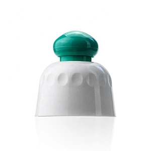 Professional design ribbed white with green head PP plastic cap for soap dispenser pump top replacement pump