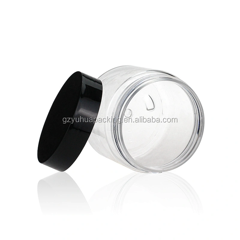 180ml PET transparent clear plastic jar with lids food jar with black lid packaging cosmetic plastic jar Skin Care Cream