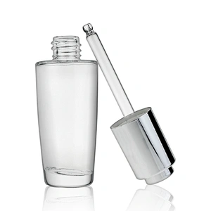 Round Clear Massage Oil Glass Dropper Bottles 40ml Serum Bottle Glass Cosmetic Bottles For Serum