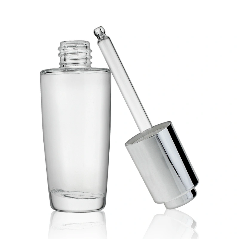 Round Clear Massage Oil Glass Dropper Bottles 40ml Serum Bottle Glass Cosmetic Bottles For Serum