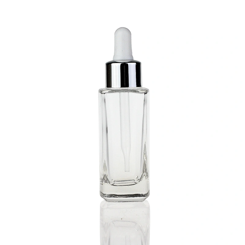Wholesale 35 ml clear glass serum bottles square essence bottles with good price