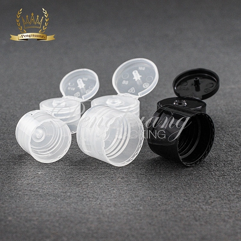 China 24/410 plastic flip top cap transparent screw plastic caps for screws in stock PET caps OEM ODM Supplier
