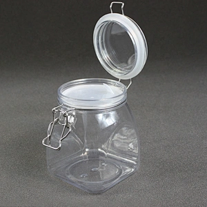 Spot airtight PET 1000ml 33-34oz unbreakable smooth body pyramid clip top jar for body Scrub skin care cream/ canned food