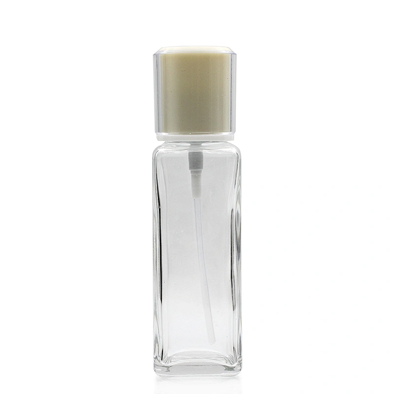 Clear Square Glass Bottles Glass Lotion Bottle  Clear Custom Face Oil Bottles Container Manufacturers Set
