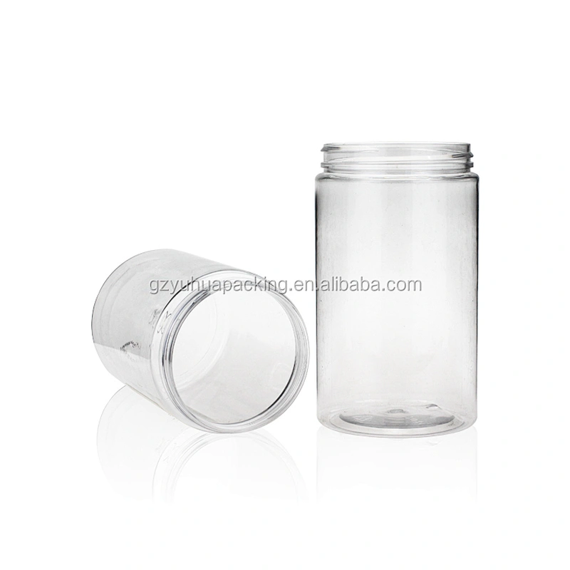High-quality transparent 360ml Empty Plastic cosmetic and food jar with black lid