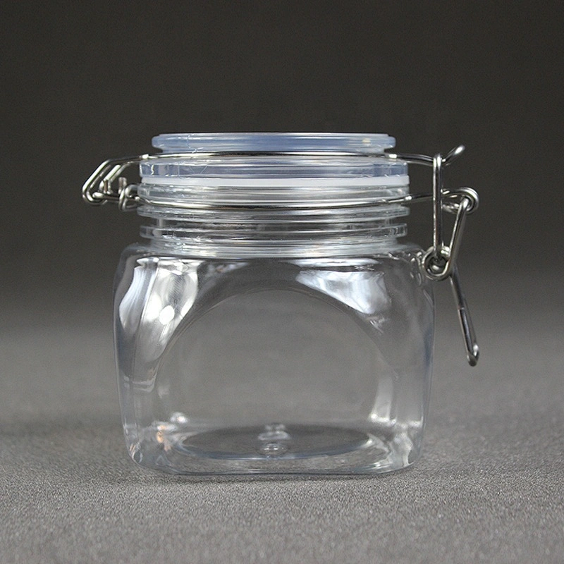400ml 13.3oz pyramid plastic airtight pot PET kilner jar with PE inner cap and spoon for body butter cosmetic cream