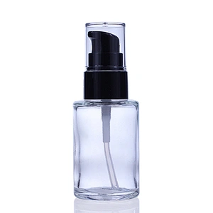 Round Cosmetic Packaging Empty 30ml Clear Glass Liquid Foundation Bottle Container Wholesale