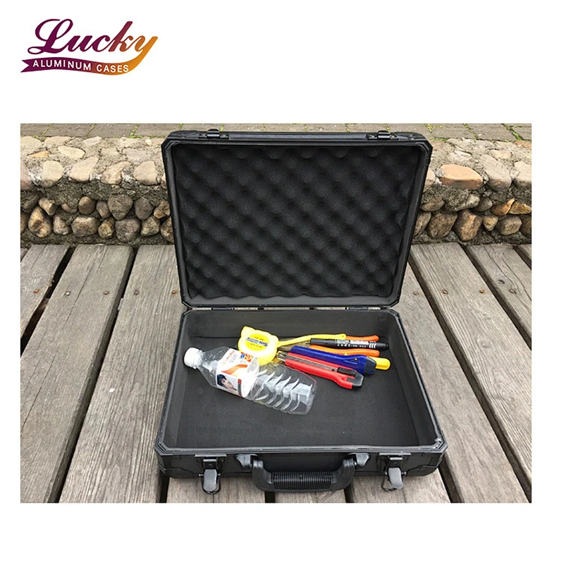 customized size storage carrying briefcase transparent Aluminum tool case with Dividers insert