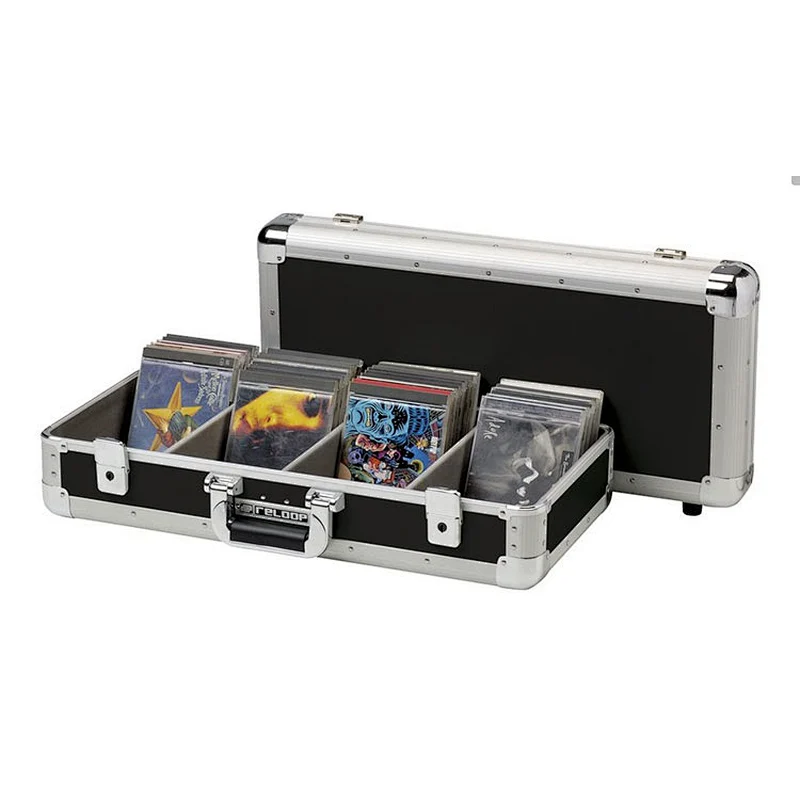 CD Carrying Case for 100 CD Units Aluminium CD Box Chrome Corners Black Rounded Edges