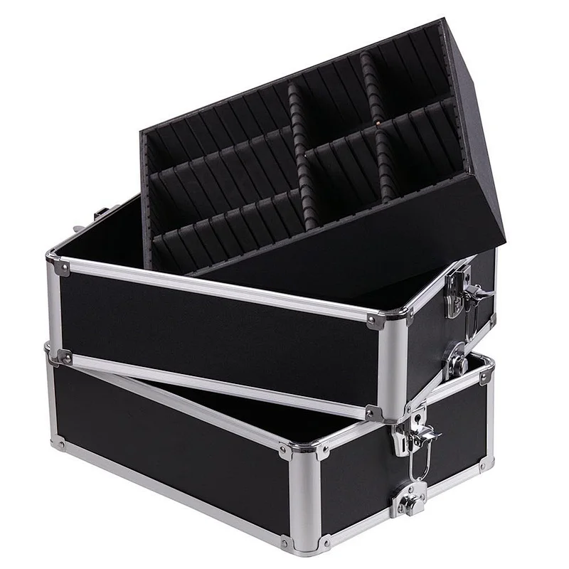 4 in 1 Rolling Makeup Artist Train Case Lockable Trolley Cosmetic Travel Box 2 Wheels Black