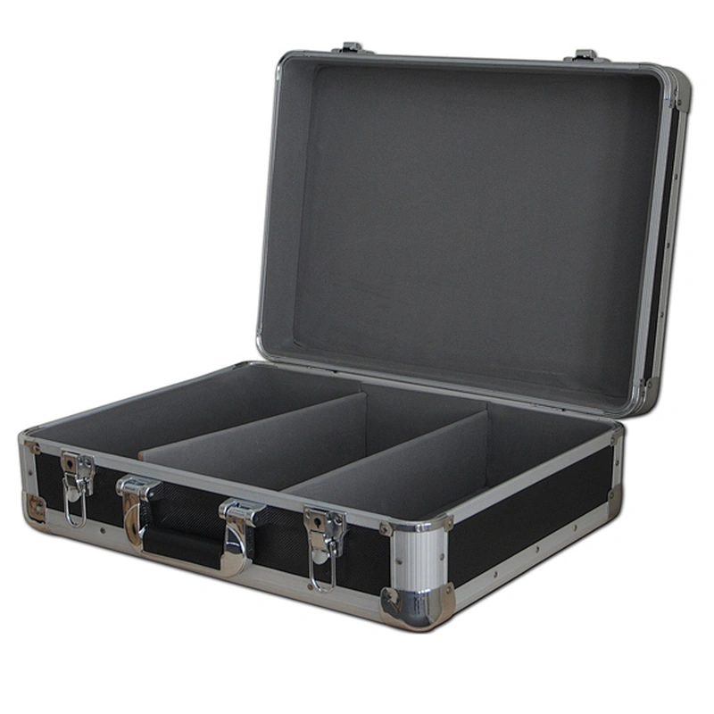 CD Carrying Case for 100 CD Units Aluminium CD Box Chrome Corners Black Rounded Edges